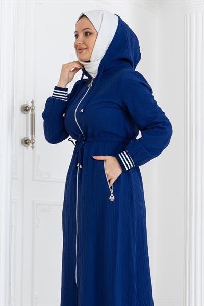 Beli Bağcıklı Kapşonlu Takım İndigo 19236