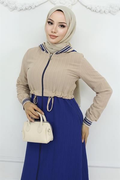 Beli Bağcıklı Ribanalı Takım İndigo 19237