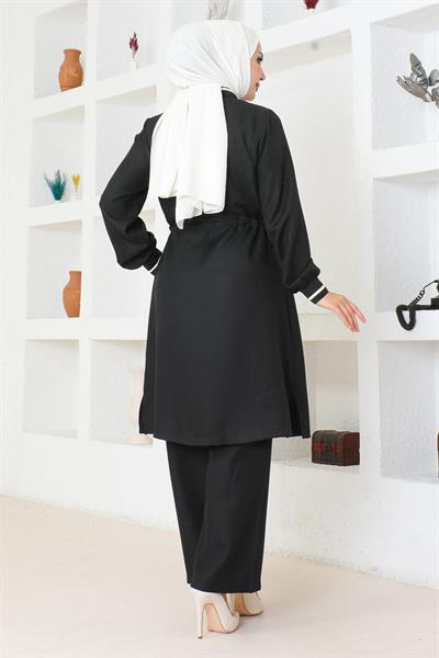 Beli Bağcıklı Ribanalı Takım Siyah 19212