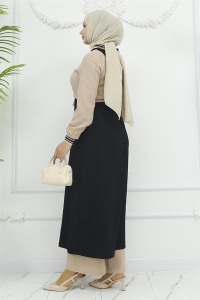 Beli Bağcıklı Ribanalı Takım Siyah 19237