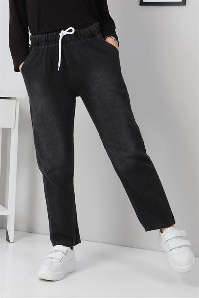 Beli Lastikli Boyfriend Kot Pantolon Antrasit 5998