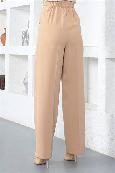 Bol Paça Kumaş Pantolon Bej 6056