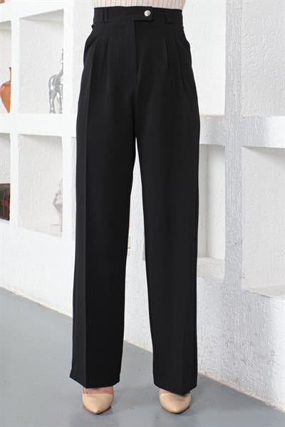 Bol Paça Kumaş Pantolon Siyah 6056