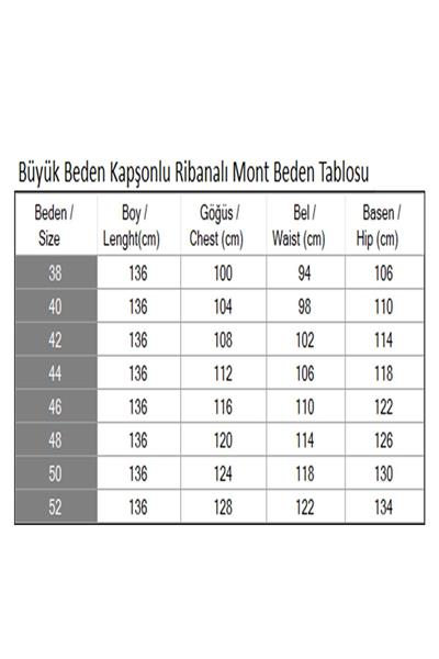 Büyük Beden Kapşonlu Ribanalı Mont Bej 15500
