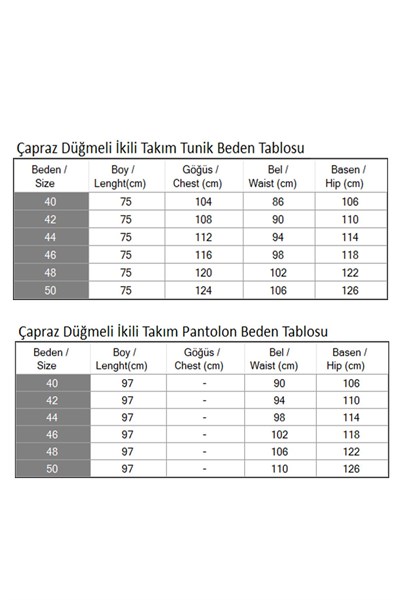 Çapraz Düğmeli İkili Takım Gri 19288