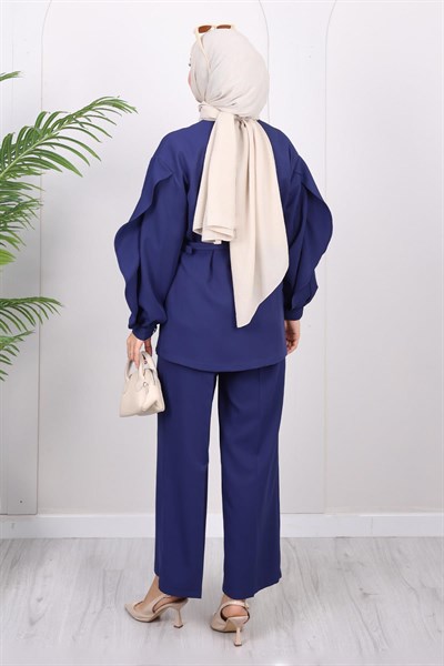 Çapraz Düğmeli İkili Takım İndigo 19288
