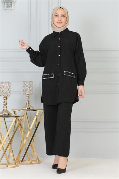 Cebi Taş Detaylı Takım Siyah 19210