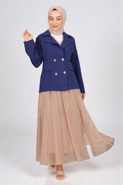 Ceketli Eteği Tül Takım İndigo 19151