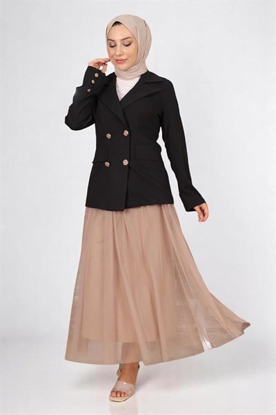 Ceketli Eteği Tül Takım Siyah 19151