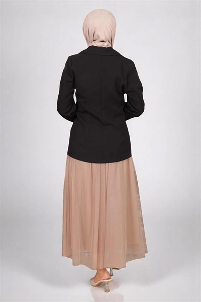 Ceketli Eteği Tül Takım Siyah 19151