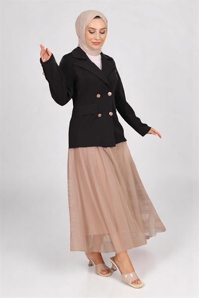 Ceketli Eteği Tül Takım Siyah 19151