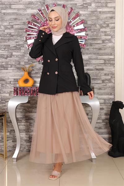 Ceketli Eteği Tül Takım Siyah MSW19151-3