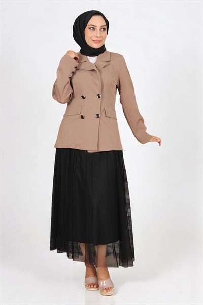 Ceketli Eteği Tül Takım Vizon 19151