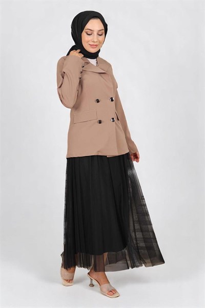 Ceketli Eteği Tül Takım Vizon 19151