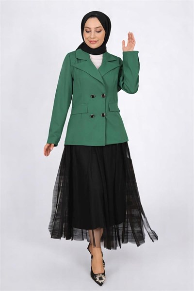 Ceketli Eteği Tül Takım Zümrüt 19151