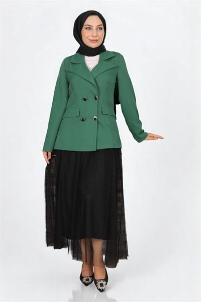 Ceketli Eteği Tül Takım Zümrüt 19151