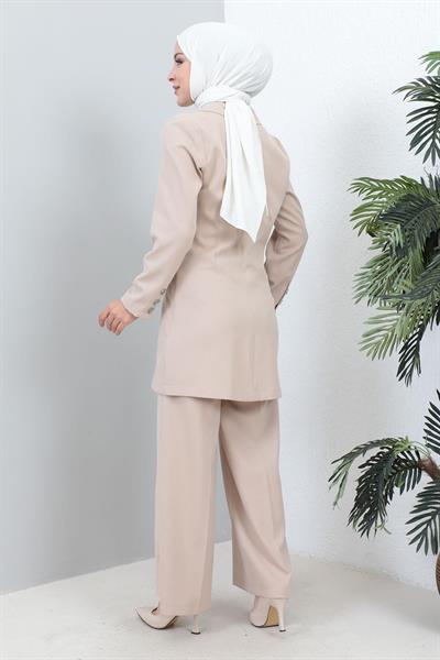 Ceketli Takım Bej 19005