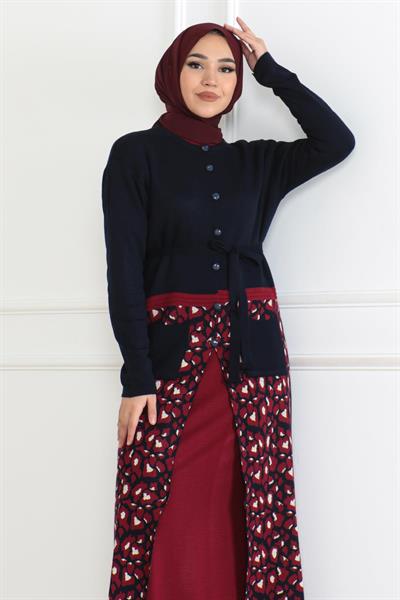 Cep Detaylı Triko Kombin Lacivert 6114