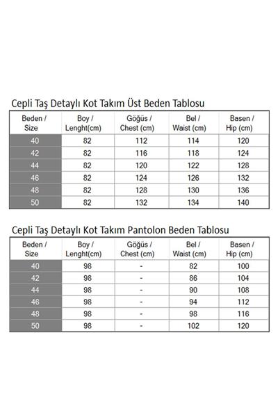 Cepli Taş Detaylı Kot Takım Koyu Mavi 19307