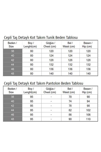 Cepli Taş Detaylı Kot Takım Koyu Mavi 19207