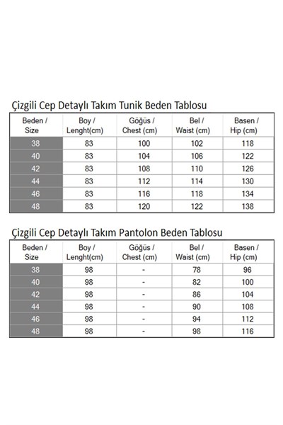 Çizgili Cep Detaylı Takım Siyah 19242