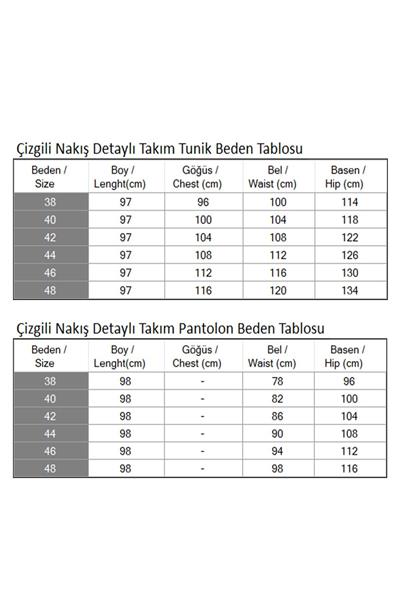 Çizgili Nakış Detaylı Takım Siyah 19261