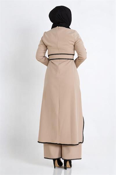 Çoban Dikişli Kemerli Takım Bej 19365