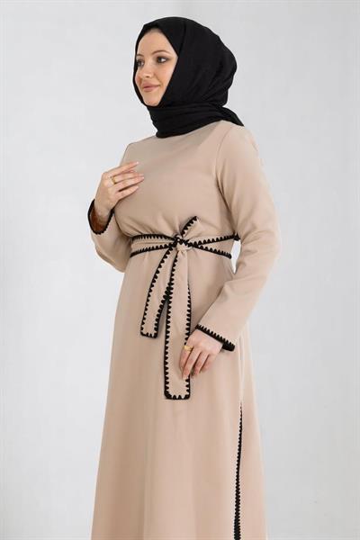 Çoban Dikişli Kemerli Takım Bej 19365