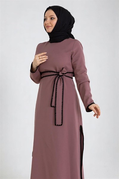 Çoban Dikişli Kemerli Takım Gül Kurusu 19365