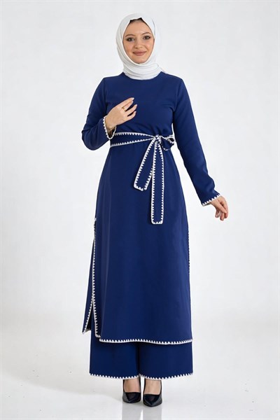 Çoban Dikişli Kemerli Takım İndigo 19365