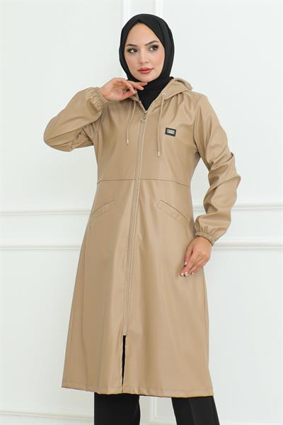 Deri Detaylı Kap Bej 19213