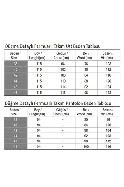 Düğme Detaylı Fermuarlı Takım Siyah 19219