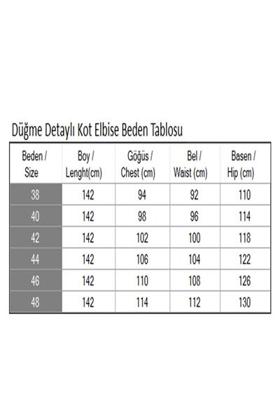 Düğme Detaylı Kot Elbise Açık Mavi 19366
