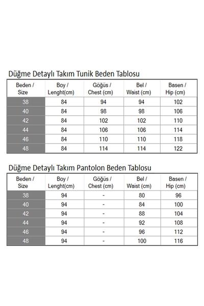 Düğme Detaylı Takım İndigo 19223