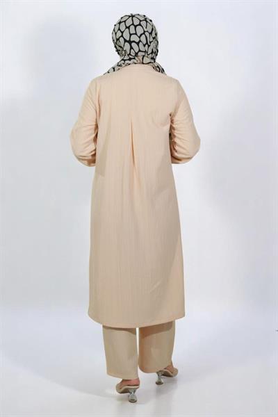 Düğmeli İkili Takım Bej 19179