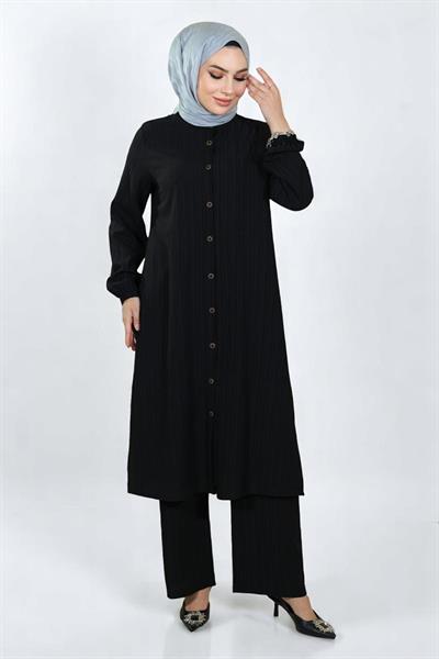 Düğmeli İkili Takım Siyah 19179