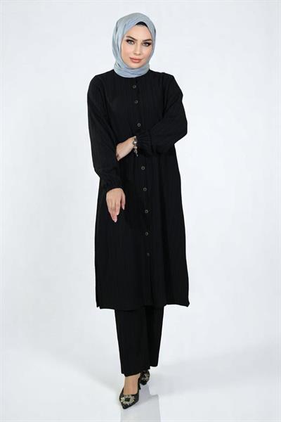 Düğmeli İkili Takım Siyah 19179