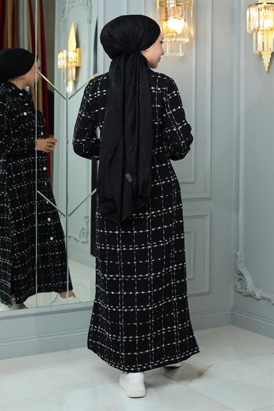 Düğmeli Kaşe Kaban Siyah 19260