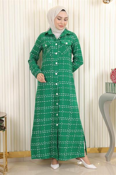 Düğmeli Kaşe Kaban Zümrüt 19260