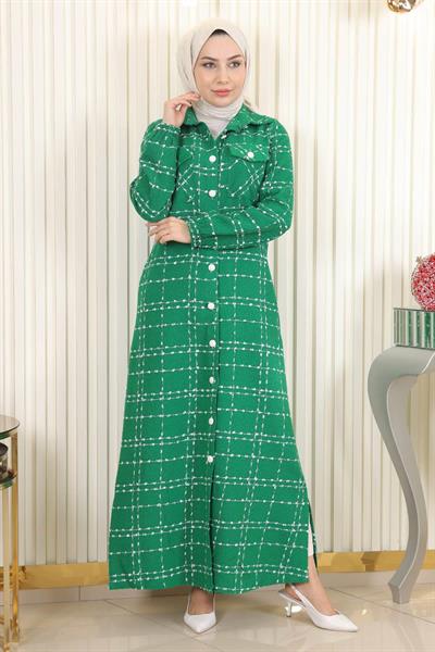 Düğmeli Kaşe Kaban Zümrüt 19260