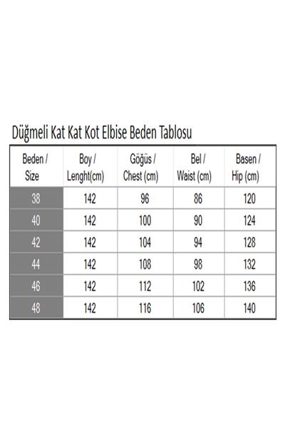 Düğmeli Kat Kat Kot Elbise Açık Mavi 19263