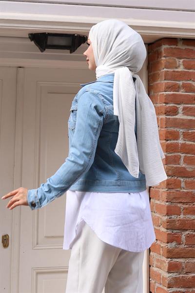 Düğmeli Kot Ceket Açık Kot 6027