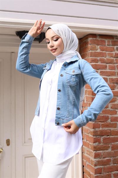 Düğmeli Kot Ceket Açık Kot 6027