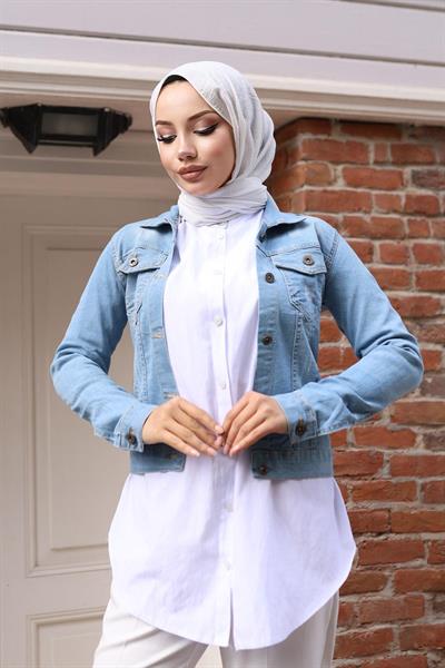 Düğmeli Kot Ceket Açık Kot 6027