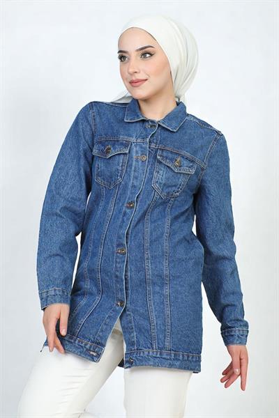 Düğmeli Kot Ceket Açık Mavi 6105