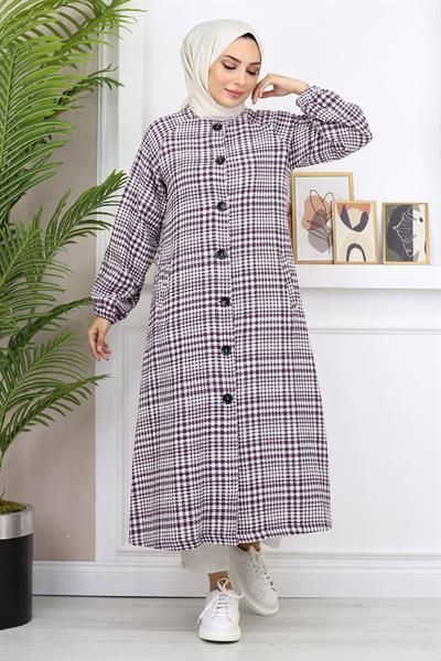 Düğmeli Şanel Kap Mürdüm 19168