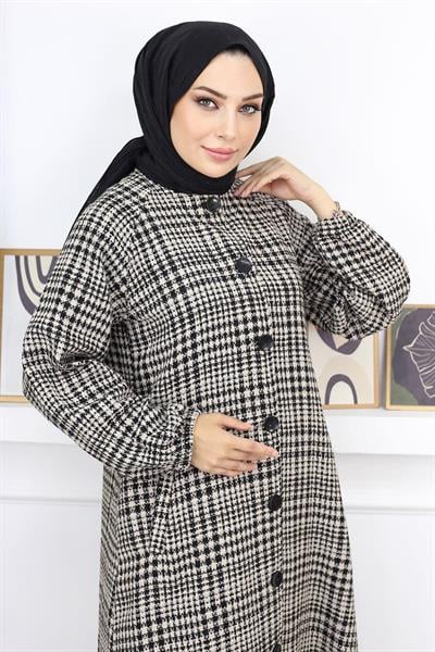 Düğmeli Şanel Kap Taba 19168