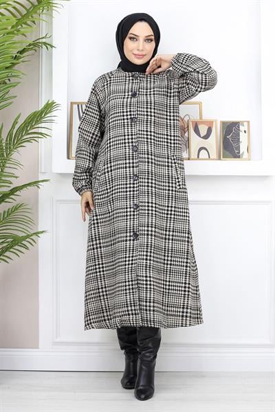 Düğmeli Şanel Kap Taba 19168