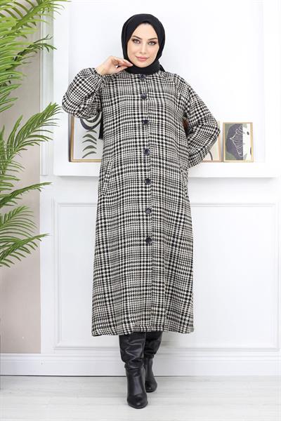 Düğmeli Şanel Kap Taba 19168