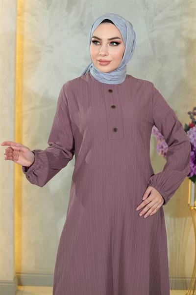 Düğmeli Tesettür Takım Lila MSW10358-6